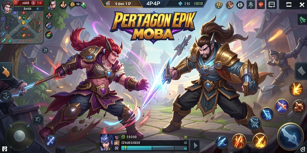 Gameplay seru dalam pertempuran MOBA penuh strategi.