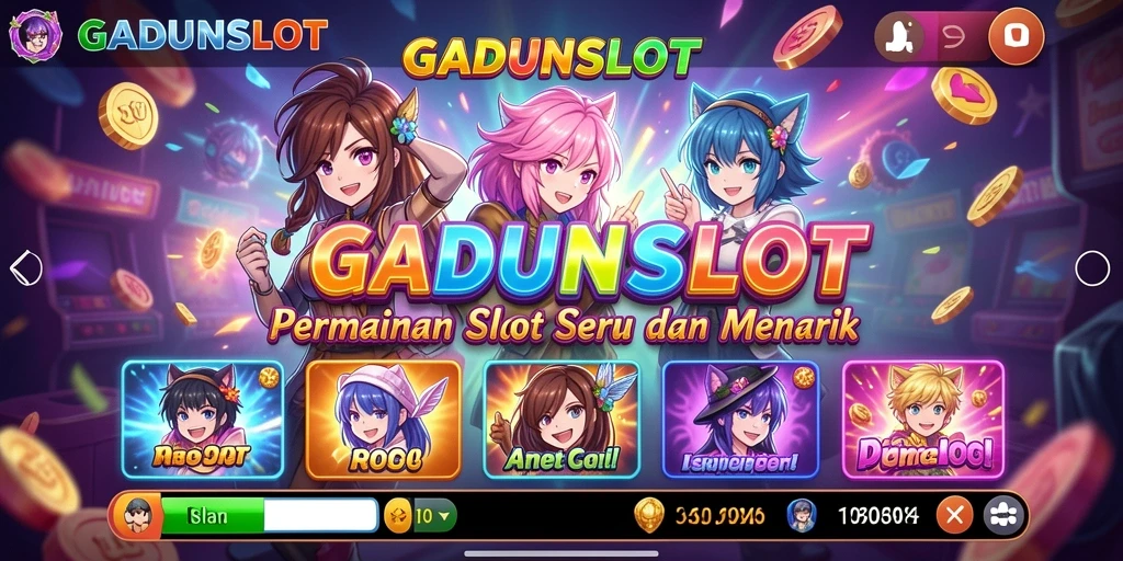 Screenshot gameplay GADUNSLOT menampilkan karakter anime yang menggemaskan.
