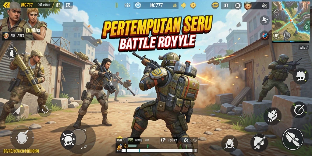Gameplay seru dalam pertempuran Battle Royale di MC777.