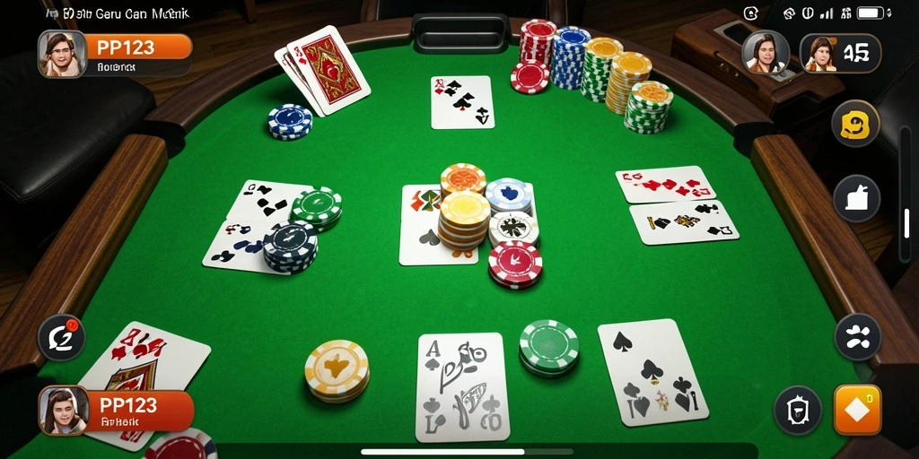 Tampilan screenshot utama PP123 menunjukkan keseruan gameplay Gaple.