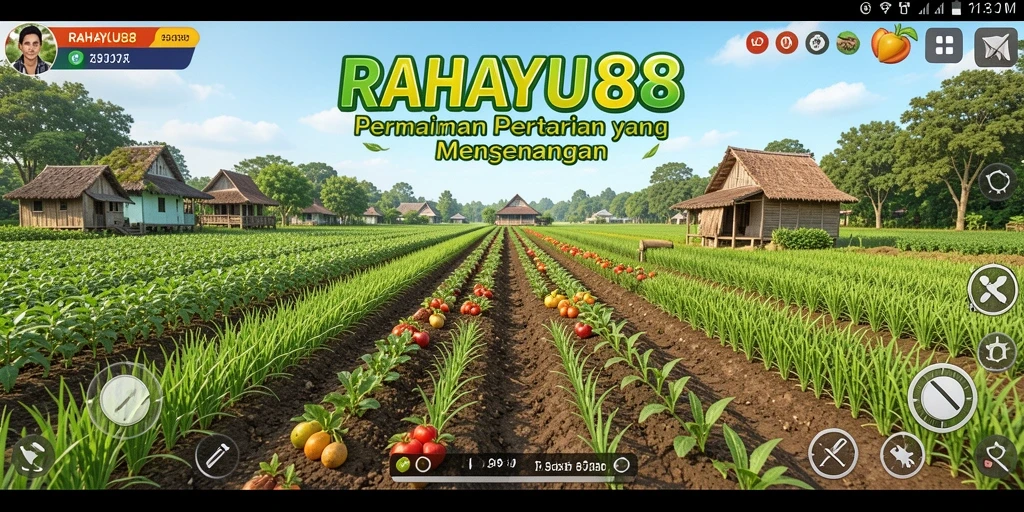 Tampilan gameplay RAHAYU88 dengan lahan pertanian yang subur.