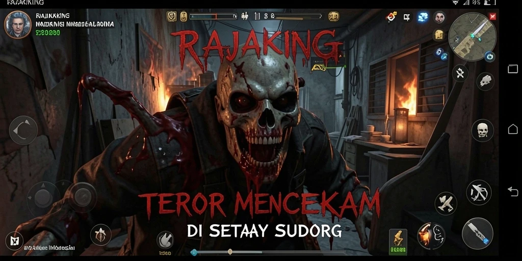 Tampilan gameplay menegangkan dari RAJAKING yang penuh kengerian.