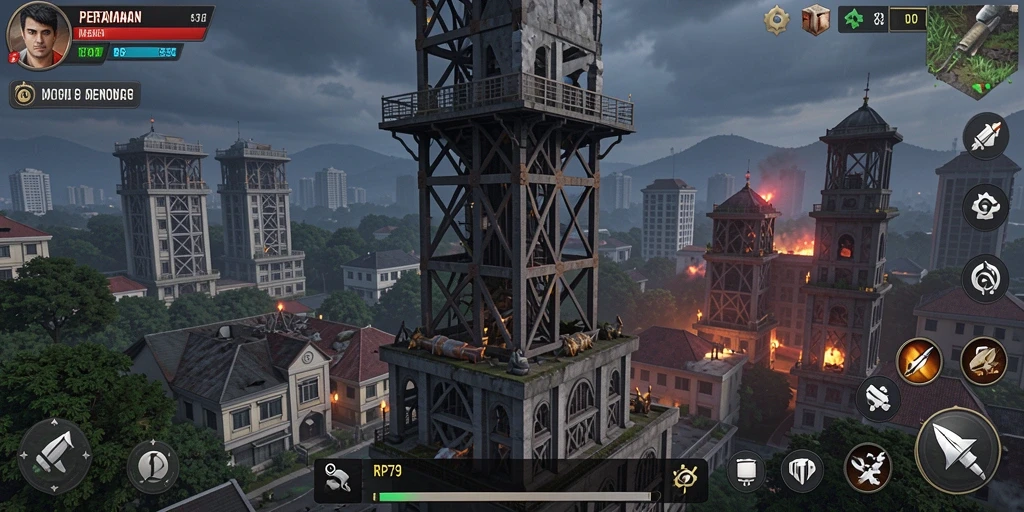 Tampilan gameplay RP79 yang seru dalam pertempuran Tower Defense.