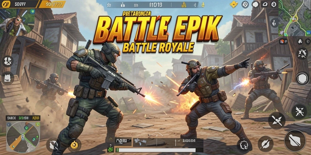 Tampilan dinamis pertempuran dalam game Battle Royale SOV777.